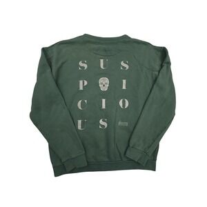 Suspicious Antwerp Sweatshirt Men XXL Green Skull Graphic Crewneck Cotton